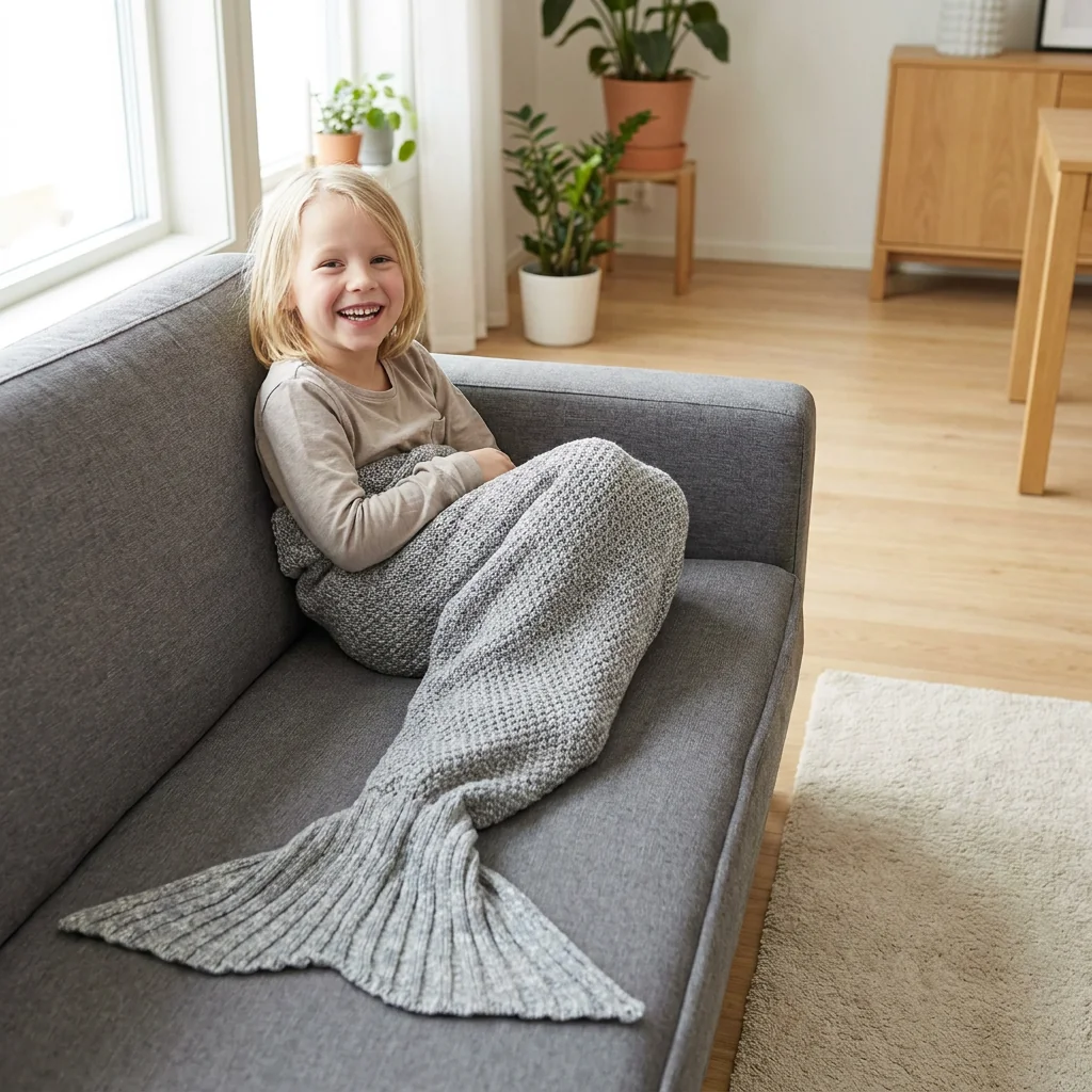 Plaid queue de sirène Ama — enfant cocooning