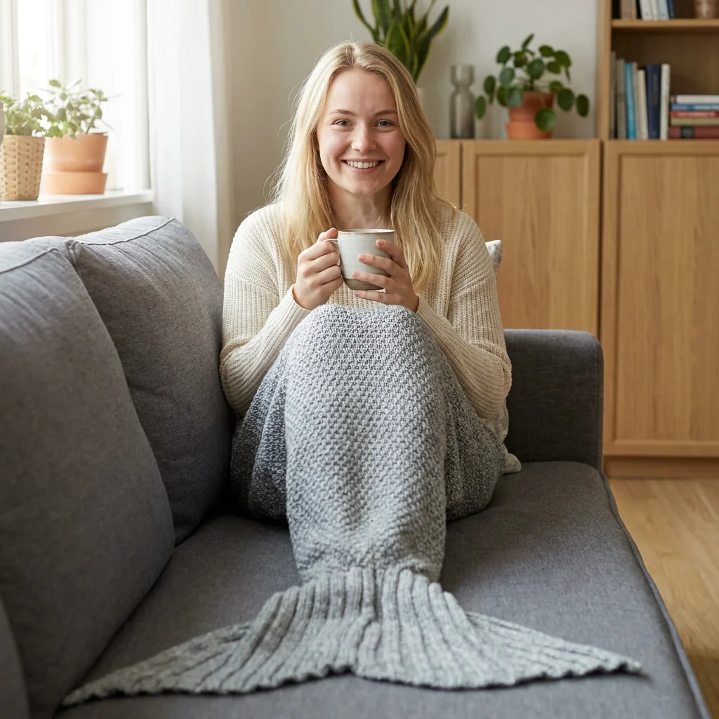 Plaid queue de sirène Ama — porte cocooning, modele europeenne