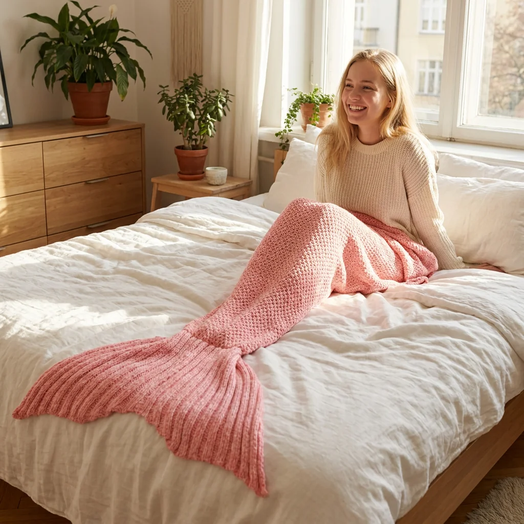Plaid queue de sirène Diancie cocooning, modèle européen