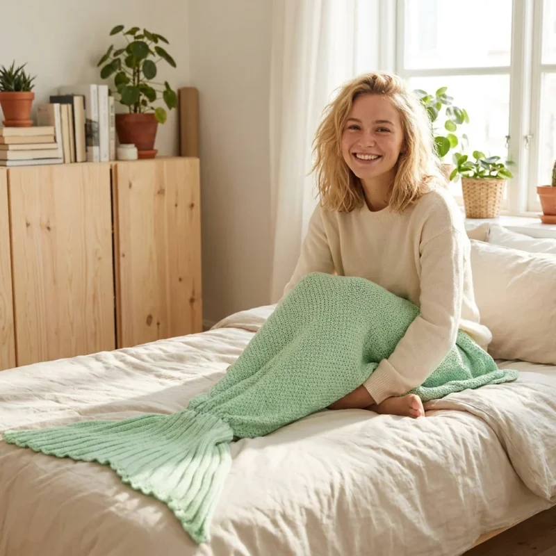 Plaid queue de sirène Nymphéa cocooning, modèle européen